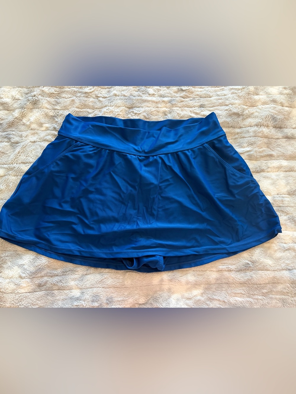 Caribbean Joe navy blue mini skirt cover up with built in shorts, size 10